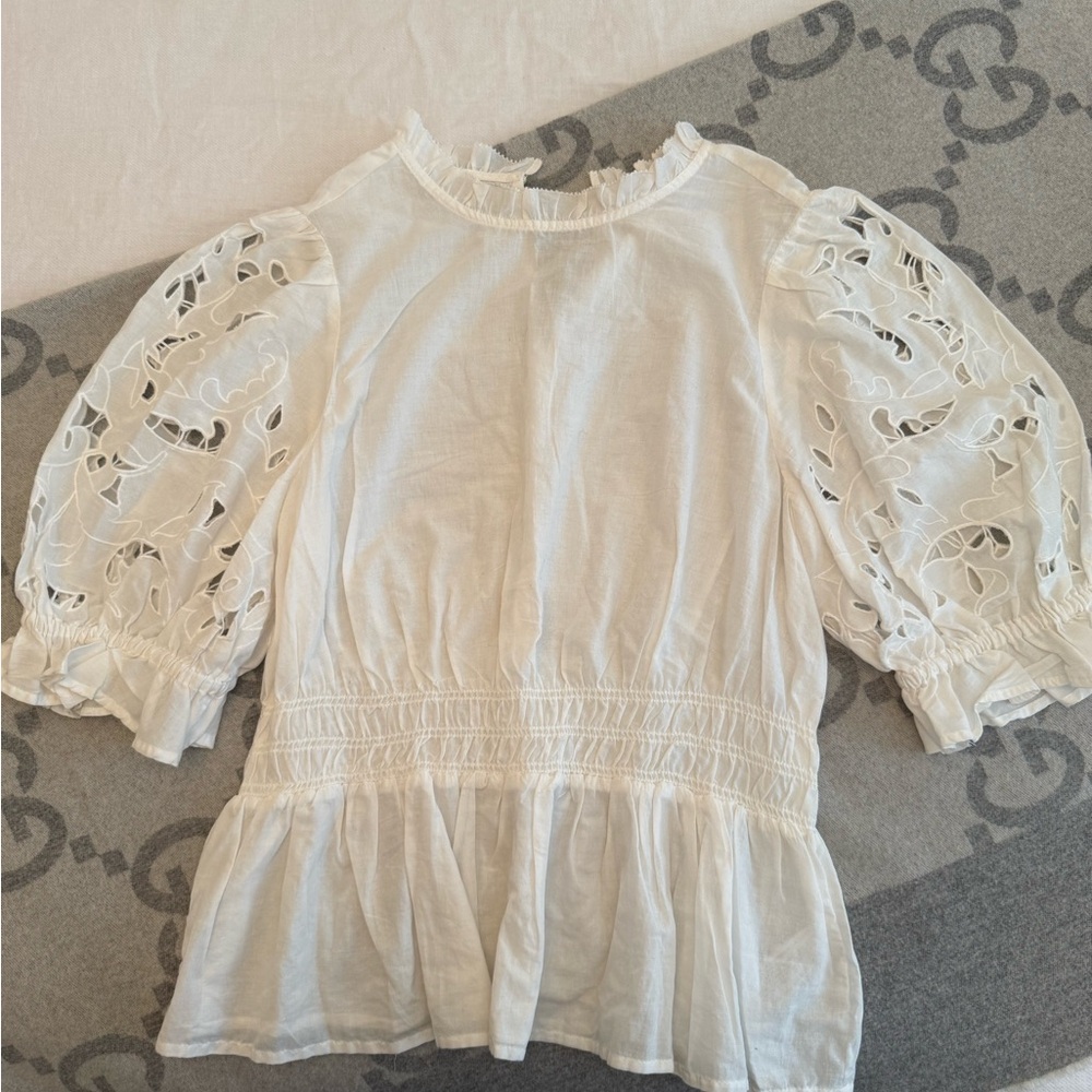 Universal threads peplum cotton white blouse top